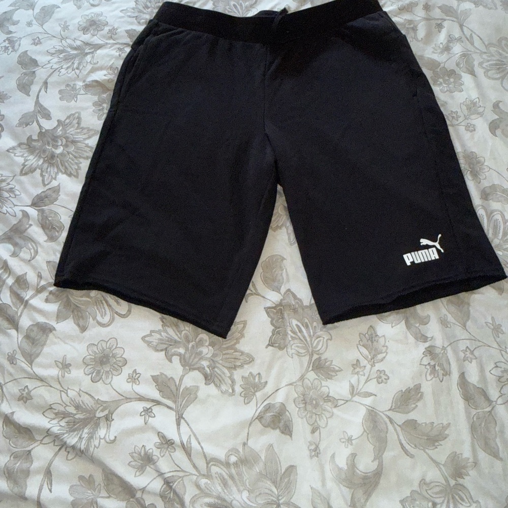 Puma Black Men's Athletic Shorts with White Logo